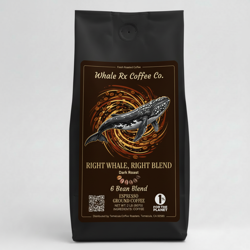 Right Whale, Right Blend Espresso Ground Coffee Bag Mockup